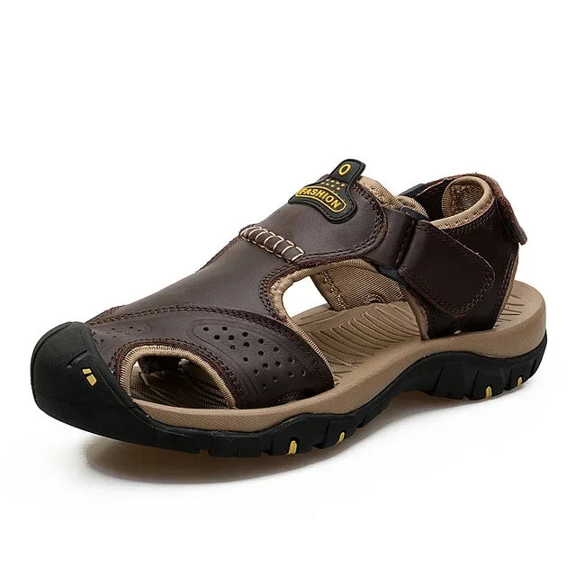 2025 Genuine Leather Men Shoes Summer New Large Size Men's Sandals Men Sandals Fashion Sandals Slippers Big Size 38-47