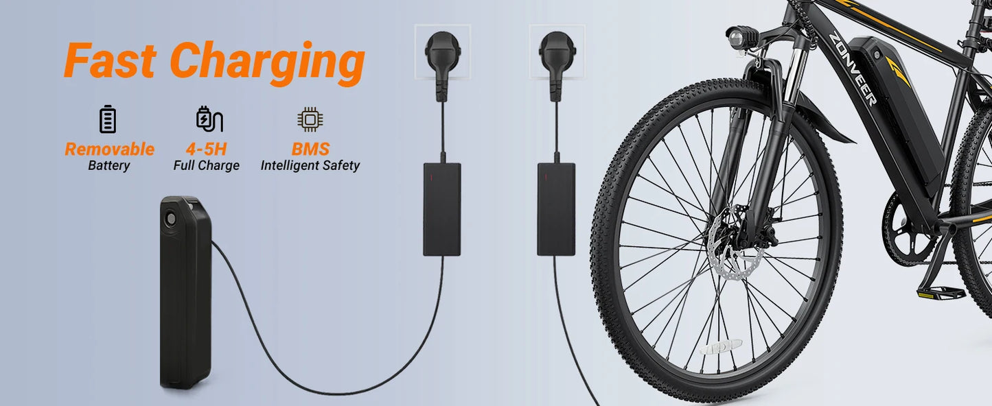 【1 Year Warranty】M26 Electric Bicycle 1000W Peak Motor 360WH Lithium Battery Electric Bike  26 Inch city E-bike UL2849