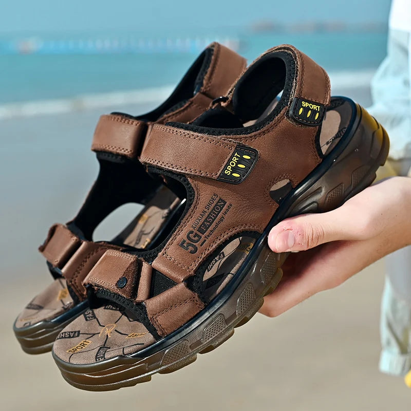 Outdoor Summer Genuine Leather Sandals Men Shoes 2022 Comfortable Sandal Male Sandalias Hiking Chaussure High Quality Shoes Men
