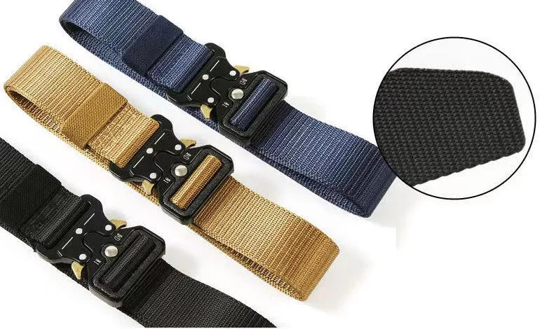 Men's Belt Metal Male Belt Canvas Belts Big Size Outdoor Sport Nylon Belts Oversized