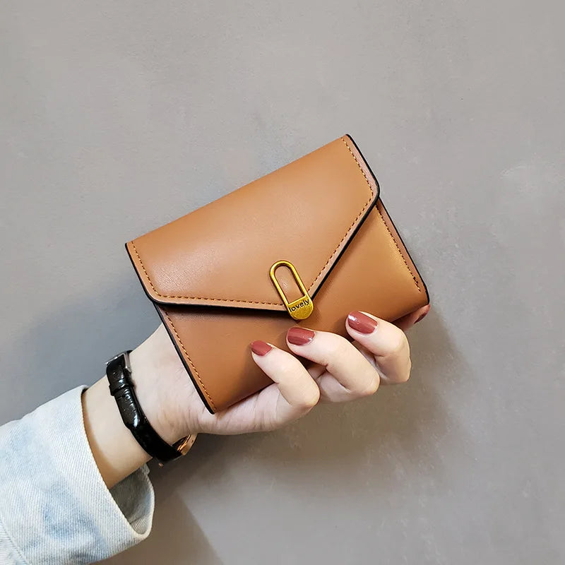 New Leather Women's Wallet Fashionable Three Fold Simple Black High-quality Soft Leather Wallet Leather Small Coin Pocket