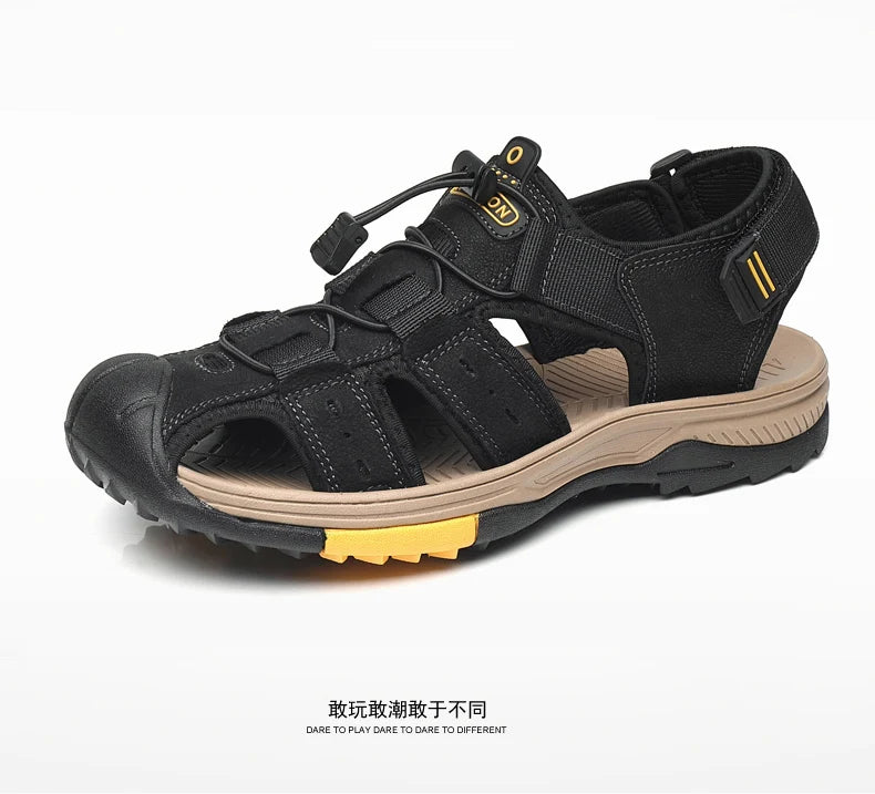 Summer Men Sandals Genuine Leather Mens Casual Shoes Outdoor Men Leather Sandals for Men Beach Shoes Roman mens Shoes
