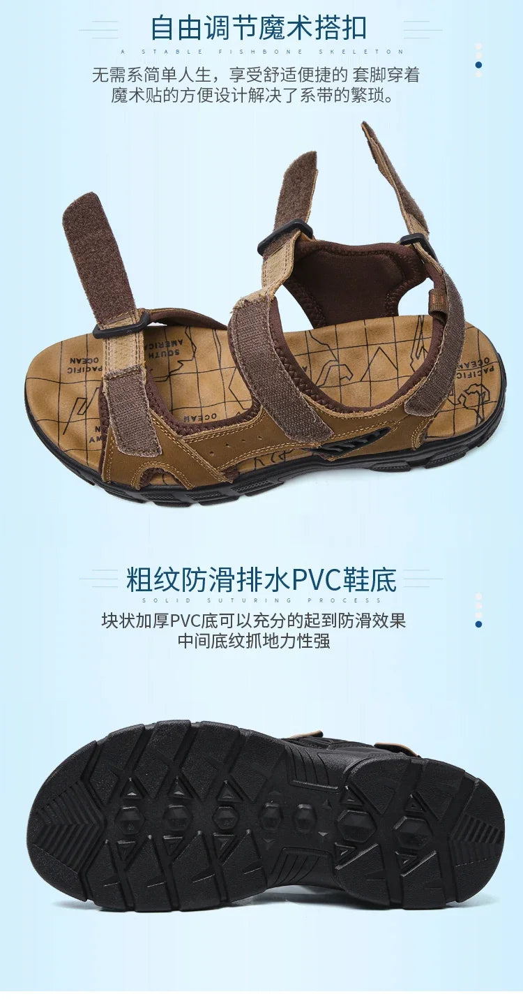 Summer Men's Sandals 2024 Trending Adult Men's Sandal Original Brands Shoes Man's Leather Sandal Sandals for Boy Trend Designer