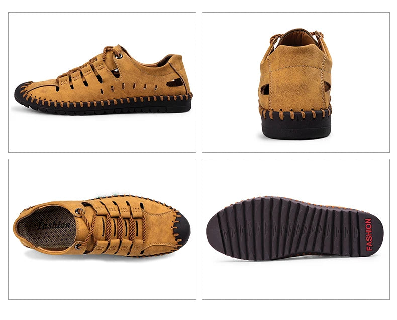 Men Leather Sandals Comfortable Outdoor Casual Shoes 2022 Summer Beach Casual Walking Male Sneakers Men Beach Casual Sandals