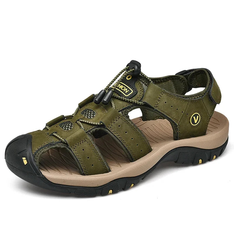 2025 Genuine Leather Men Shoes Summer New Large Size Men's Sandals Men Sandals Fashion Sandals Slippers Big Size 38-47