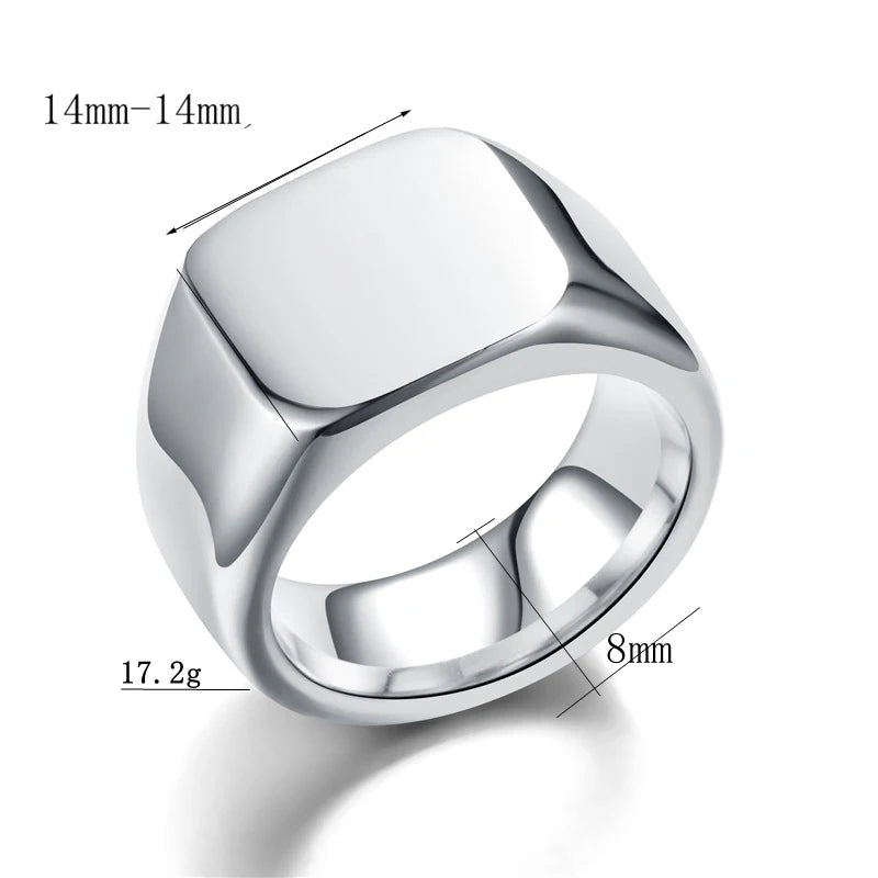 Maxmoon Men's Ring Punk Rock Smooth 316L Stainless Steel Signet Ring For Men Hip Hop Party Jewelry Wholesale Male Wedding Anel