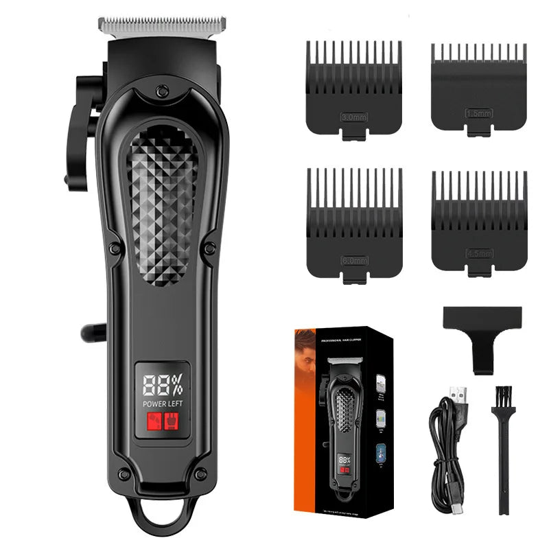 Men's Professional Hair Clippers Kit Cordless & Corded Barber Clippers Set Grooming Rechargeable Trimmer with Adjustable Blade