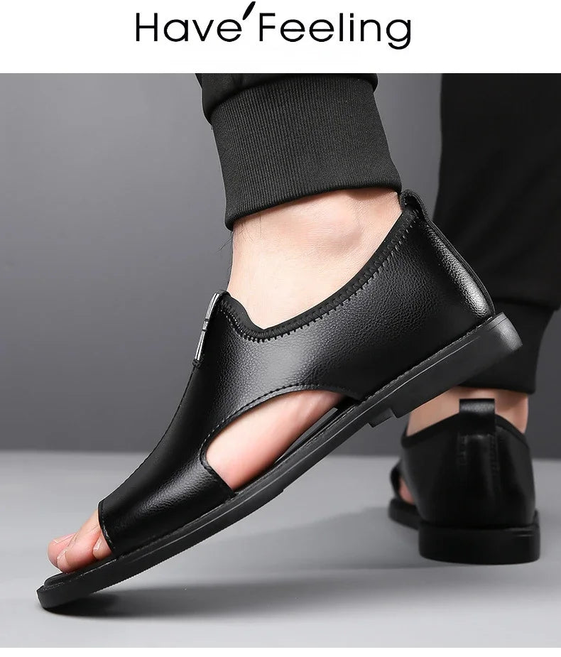 Brand Men's Sandals New Casual Shoes High Quality Soft Sole Men Slippers Outdoor Comfor Beach Shoes Leather Flat Sandals for Men