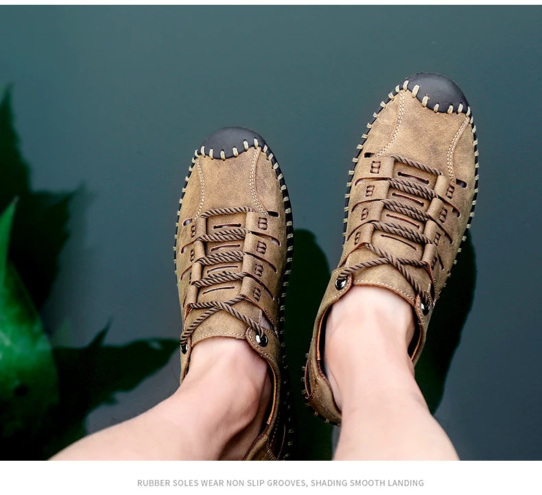 Men Leather Sandals Comfortable Outdoor Casual Shoes 2022 Summer Beach Casual Walking Male Sneakers Men Beach Casual Sandals