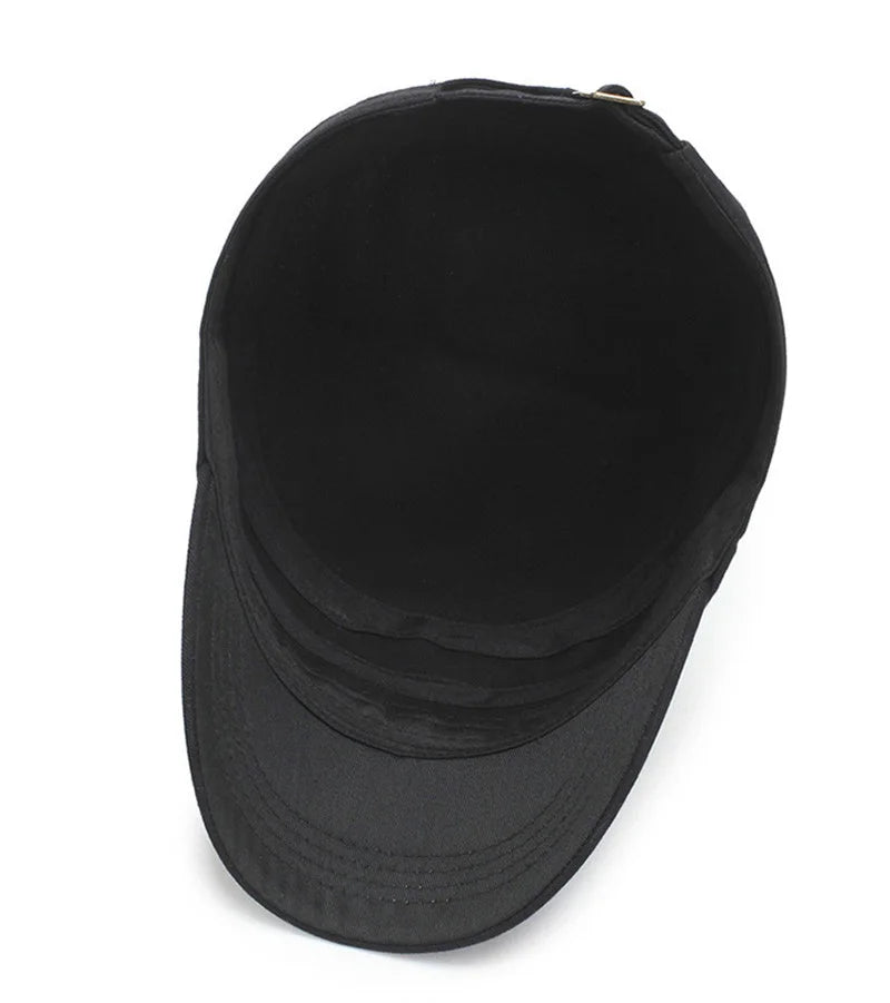 Men  Cap Summer Autumn Casual Cadet Hat Flat Top Caps Female Vintage Hats Bone Man Cap Fashion Shade Cotton Cap