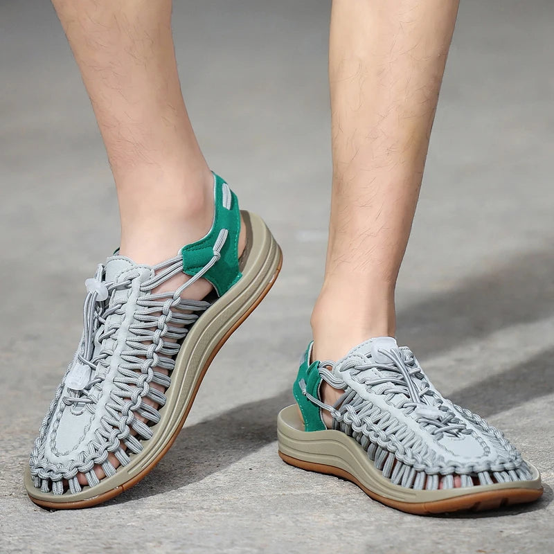 Men's braided casual outdoor sandals oversized sandals summer breathable oversized traceable shoes Roman sandals design Logo