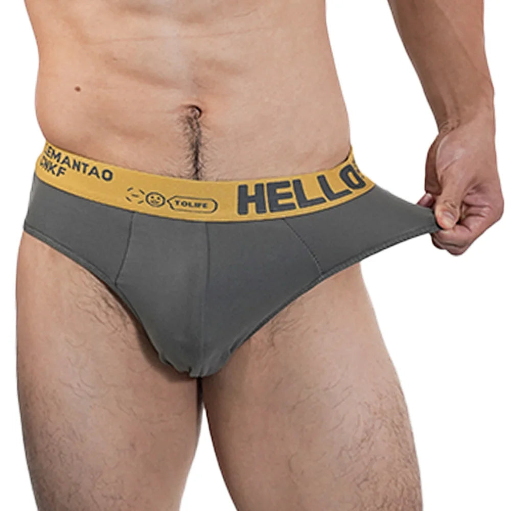 Mens Underwear Cotton Breathable Triangular Panty Fashion Sexy Slip U Underpants Hot Bikini Mid-Waist High Elasticity Men Briefs