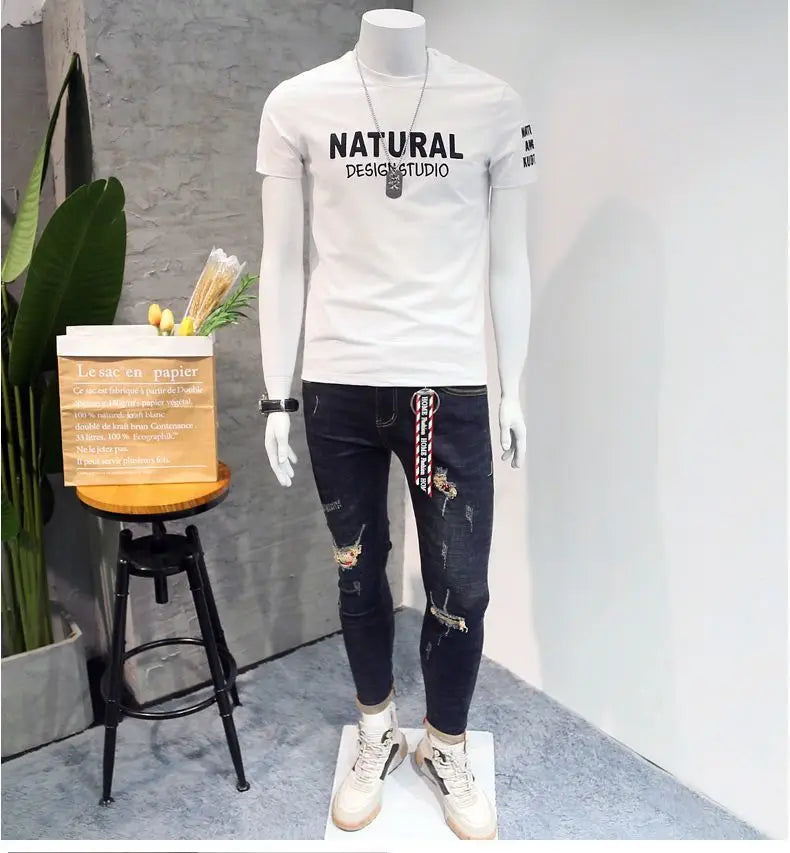Designer Clothes Men's Summer Casual Cotton T-Shirts O-Neck Letter Print Tops Fashion Handsome Look Short Sleeve T-shirt for Men
