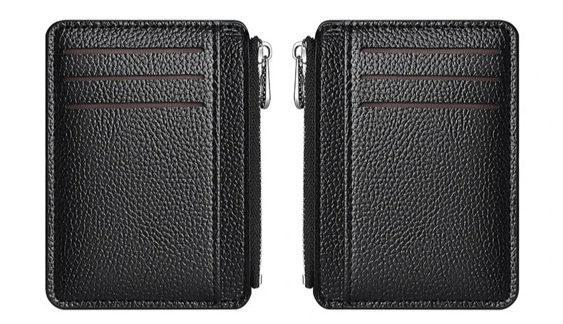 Slim Leather Wallet for Men Multi Slot Card Holder with Coin Pocket Black Brown Business Purse