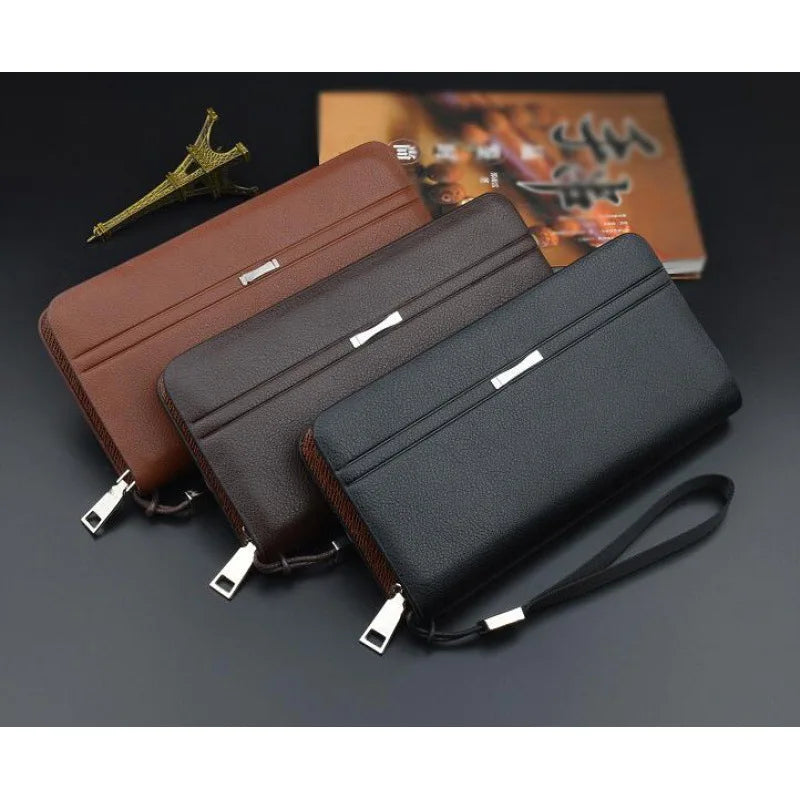 Men's Leather Long Wallet - Business Clutch with Phone Slot & Card Holder, Large Capacity Gift for Dad/Husband/Boyfriend
