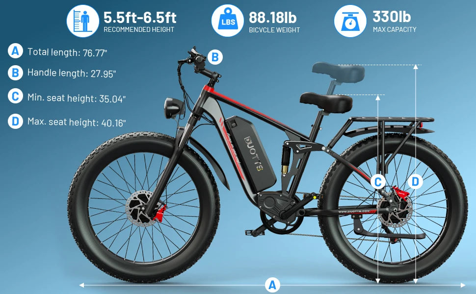 EU   S26 Dual Motor Electric Bicycle Fat Tire 48V 20AH Battery Ebike All Terrain Mountain Bike
