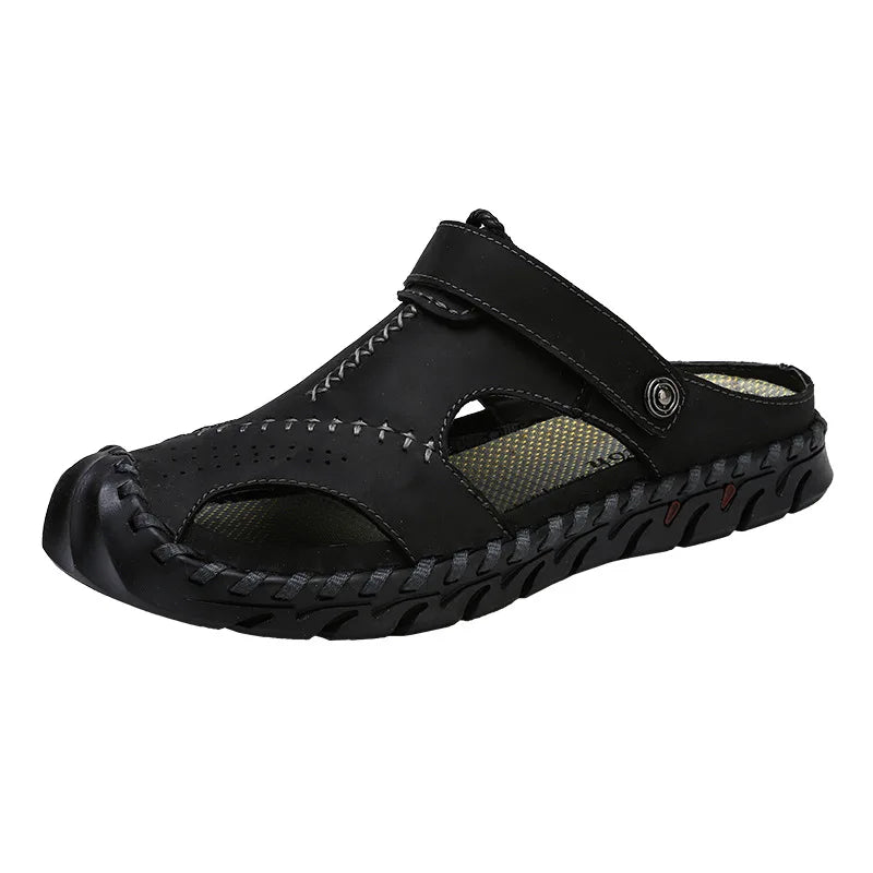 2023 Sandals Summer Men Leather  Classic Men Shoes Slippers Soft Sandals Men Roman Comfortable Outdoor Walking Footwear
