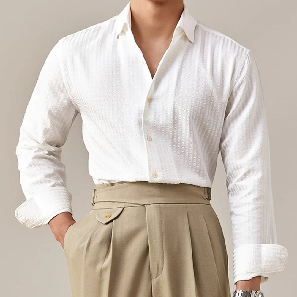 2025 Spring Shirts Men Dress Stripe Long Sleeve Shirt British Versatile Casual Cotton Shirt Fashion Man Camisa Social Masculina