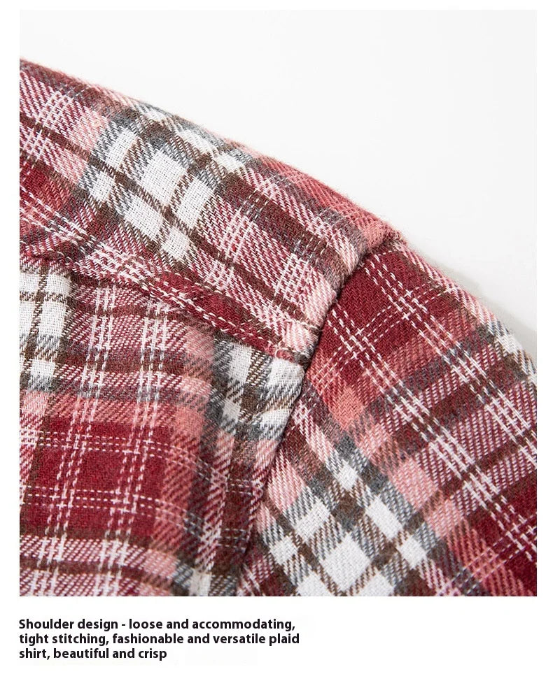 2025 New Men's Checkered Shirt Spring and Autumn Long Sleeve Slimming Shirt Korean Men's Best Selling Fashion Trend Top