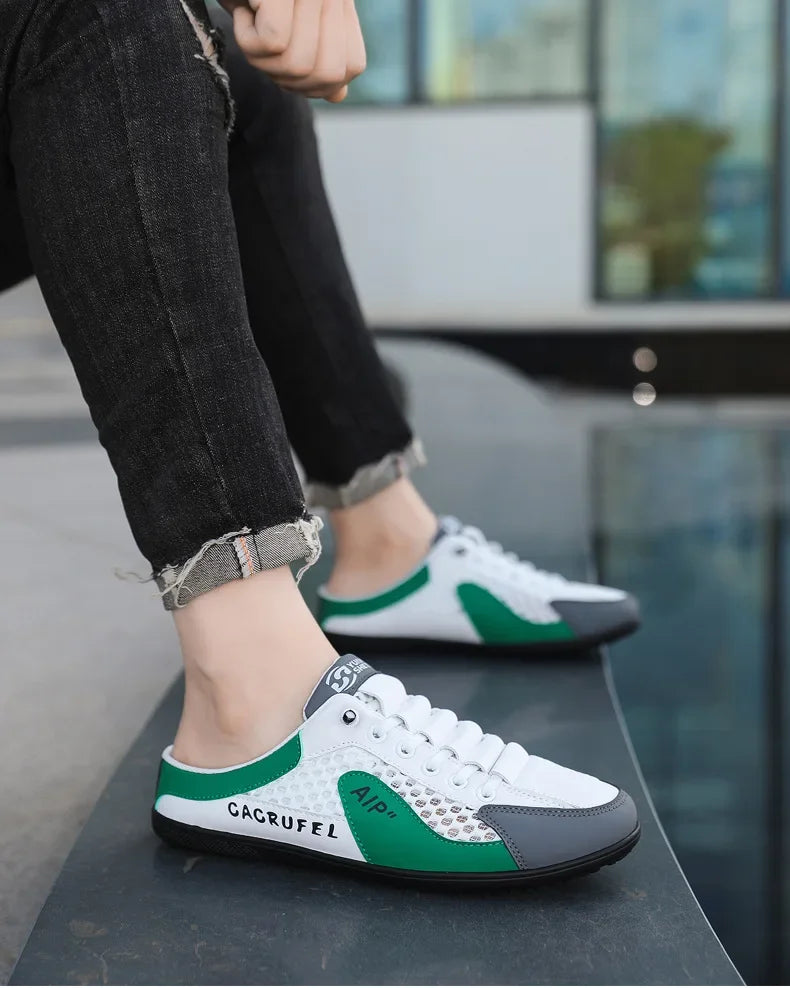 Men's Fashion Soft-soled Half Slippers Summer Trendy Bottom Casual Shoes Soft Sole Support Shoes Sneakers Half Drag Sandals