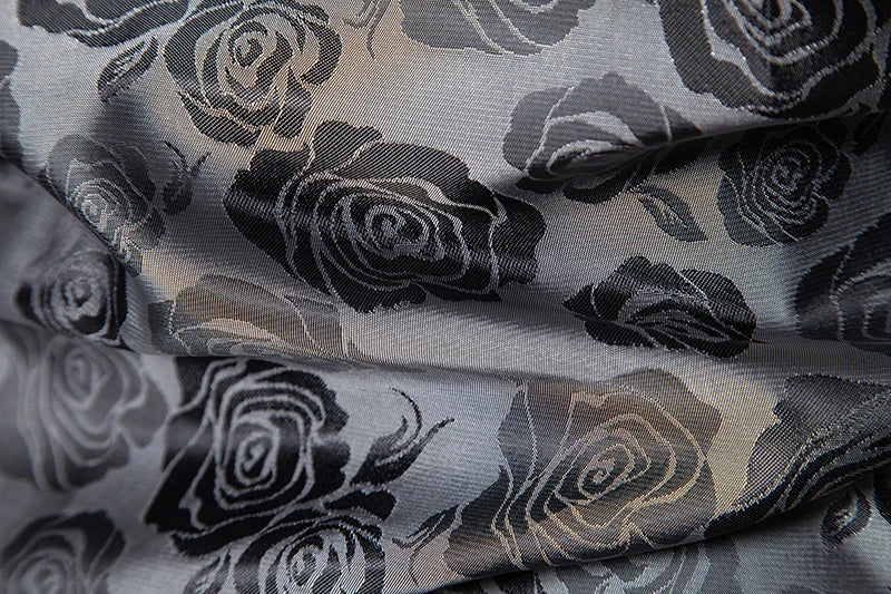 Shirt Men Fashion Gentleman Business Casual Slim Fit British Style Solid Color Button Rose Print Button Shirt Dress Shirt