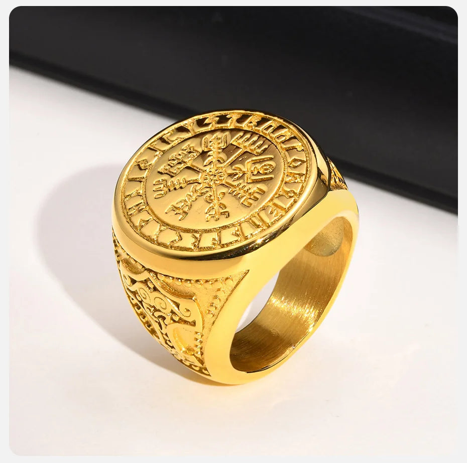 Vnox Cool Punk Norse Viking Thor Mjolnir Hammer Rings for Men,Solid Stainless Steel Metal Rock Axe Signet Finger Bands Jewelry