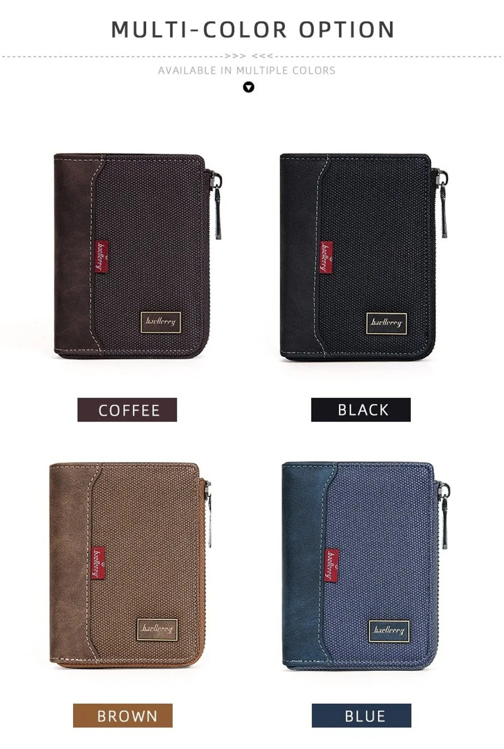 Fashion PU Leather Men's Wallet Multi-functional Zipper Closure Business Wallet Large Capacity Square Short Card Bag Male
