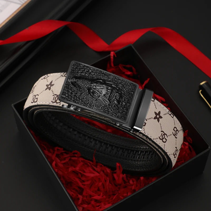 Men belt Leather Belt Metal Alloy Automatic Buckle Brand Luxury Design Waist Belts for Men Strap Male