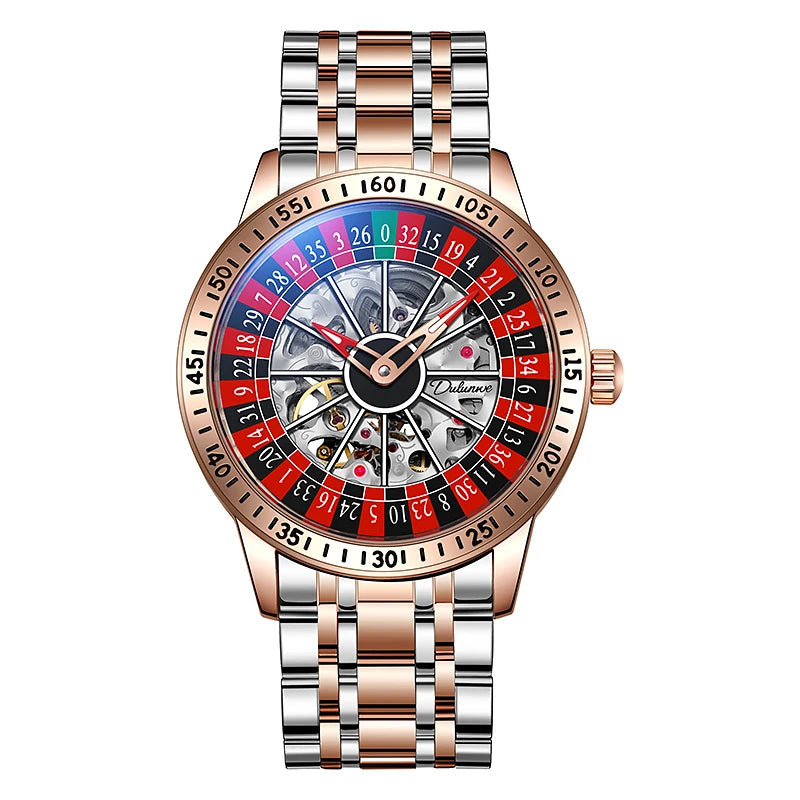 Men Mechanical Watch Automatic Luxury Gambling Rotating Plate Dial Wristwatch Man Casual Waterproof Luminous Clock Reloj Hombre
