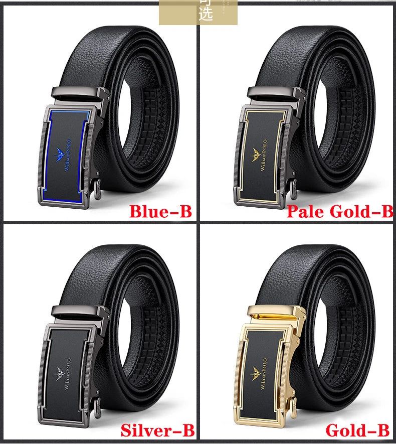Men's leather belt with automatic buckle, casual pants belt, fashionable high-end belt, business waist belt