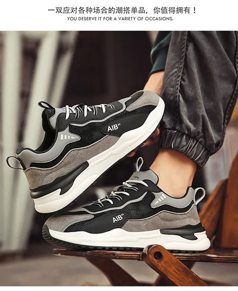 Sneakers Male Autumn Man Shoes Leather Surface Sport Shoes Men Men's Versatile Sports Casual Winter Running Shoe Increase Height