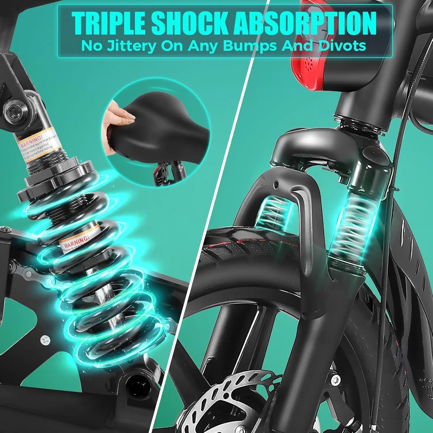 Folding Electric Bike for Adults, 374Wh Ebike, 20MPH Electric Bikes, 14" Foldable Electric Bicycle, 20-50 Miles, Customized