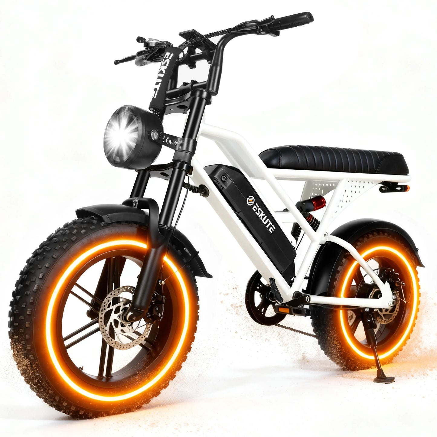 Eskute V100 Electric Bike, 1500W Peak 28MPH 48V13Ah Motorcycle, 16"x4" Fat Tire 7-Speed Dual Suspension E-Bike, 1 Year Warranty
