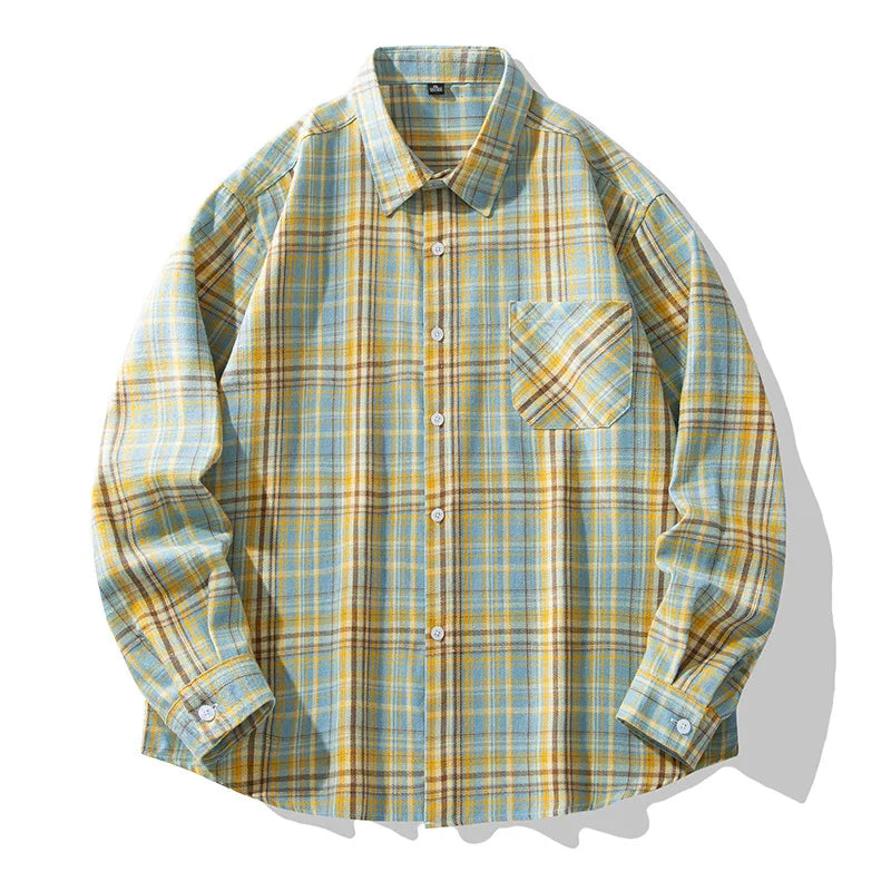 2025 New Men's Checkered Shirt Spring and Autumn Long Sleeve Slimming Shirt Korean Men's Best Selling Fashion Trend Top