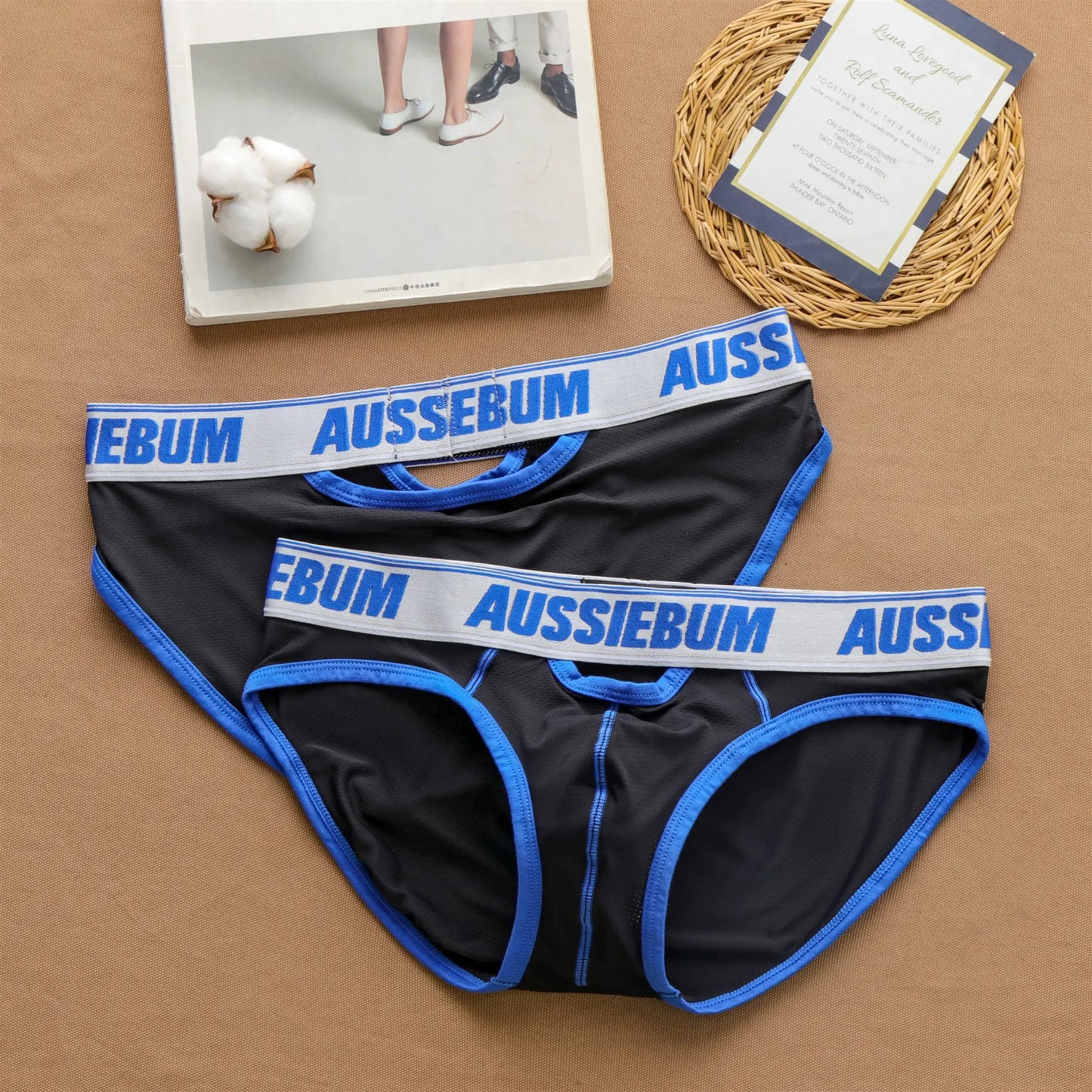 Men's sexy front and rear small hollow underwear fashionable comfortable breathable briefs