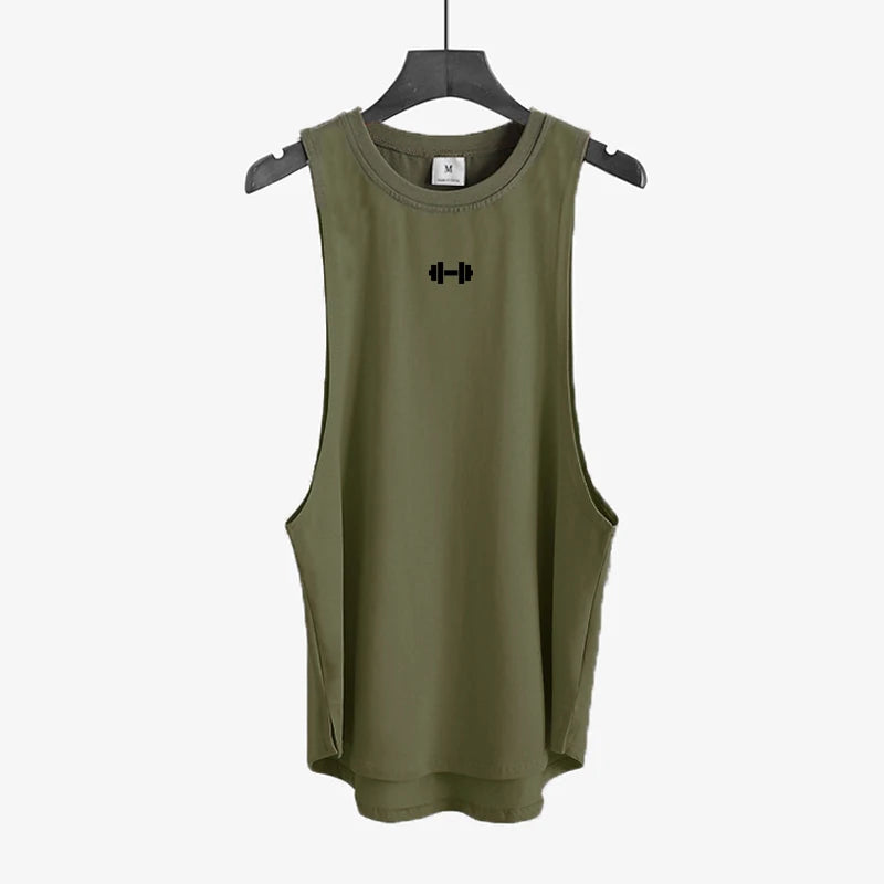Mens Workout Muscle Sleeveless T-Shirts Gym Bodybuilding Fitness Sport Tank Tops Summer Breathable Cotton Loose Elastic Singlets