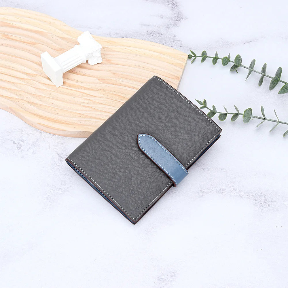 Luxury Design Genuine Leather Wallet For Woman Custom Initials Fashion Folding Passport Holder Business Card Holder Coin Purse