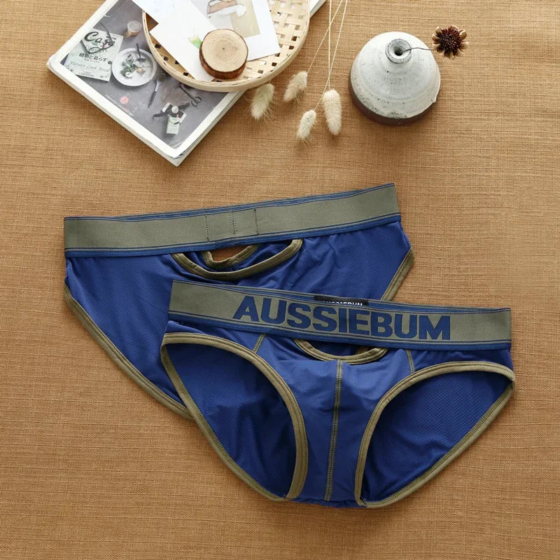 Men's sexy front and rear small hollow underwear fashionable comfortable breathable briefs