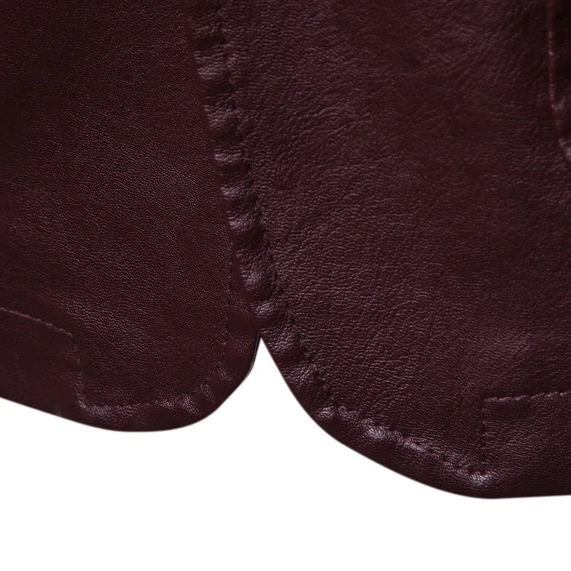 2026 Men's Leather Suits Jackets Blazers Slim Fashion Male PU Leather Overcoats Blazers Jackets Coats Oversized Leather Jacket