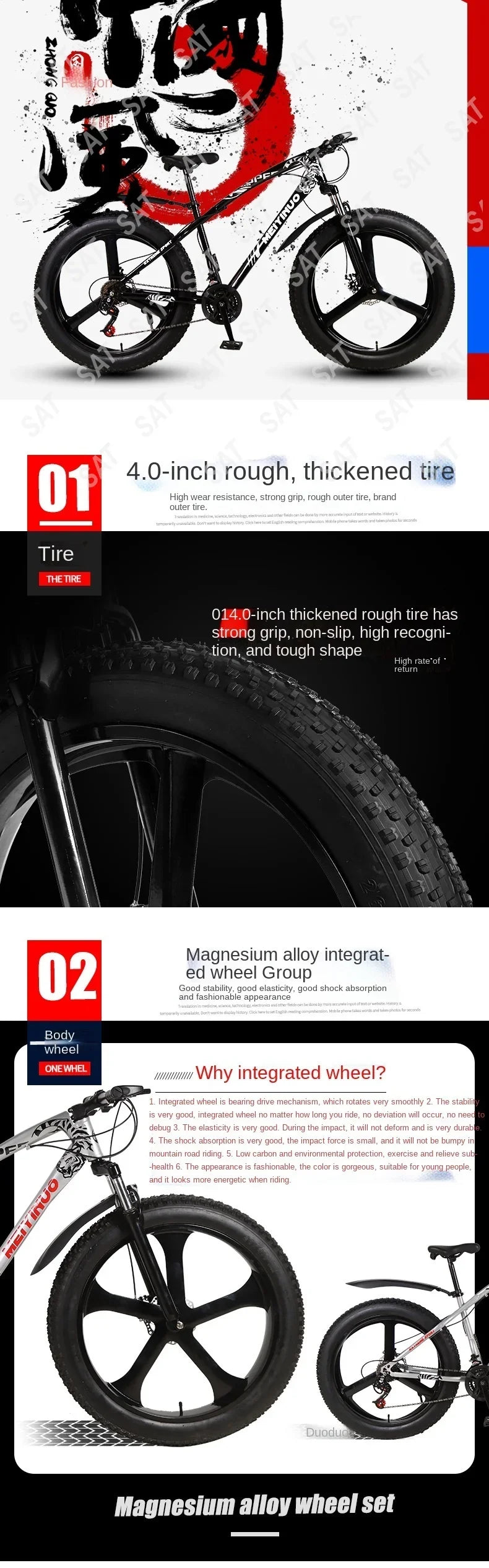 A Snowmobile 26 Inch Double Disc Wide Tires off-Road Speed Bike Adult Knight Bicycle Mountain Bike