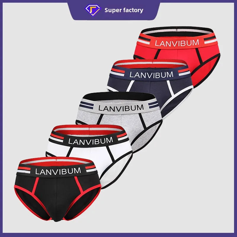 2-piece set - cotton men's underwear briefs breathable youth mid-waist large-size men's underwear underwear summer briefs