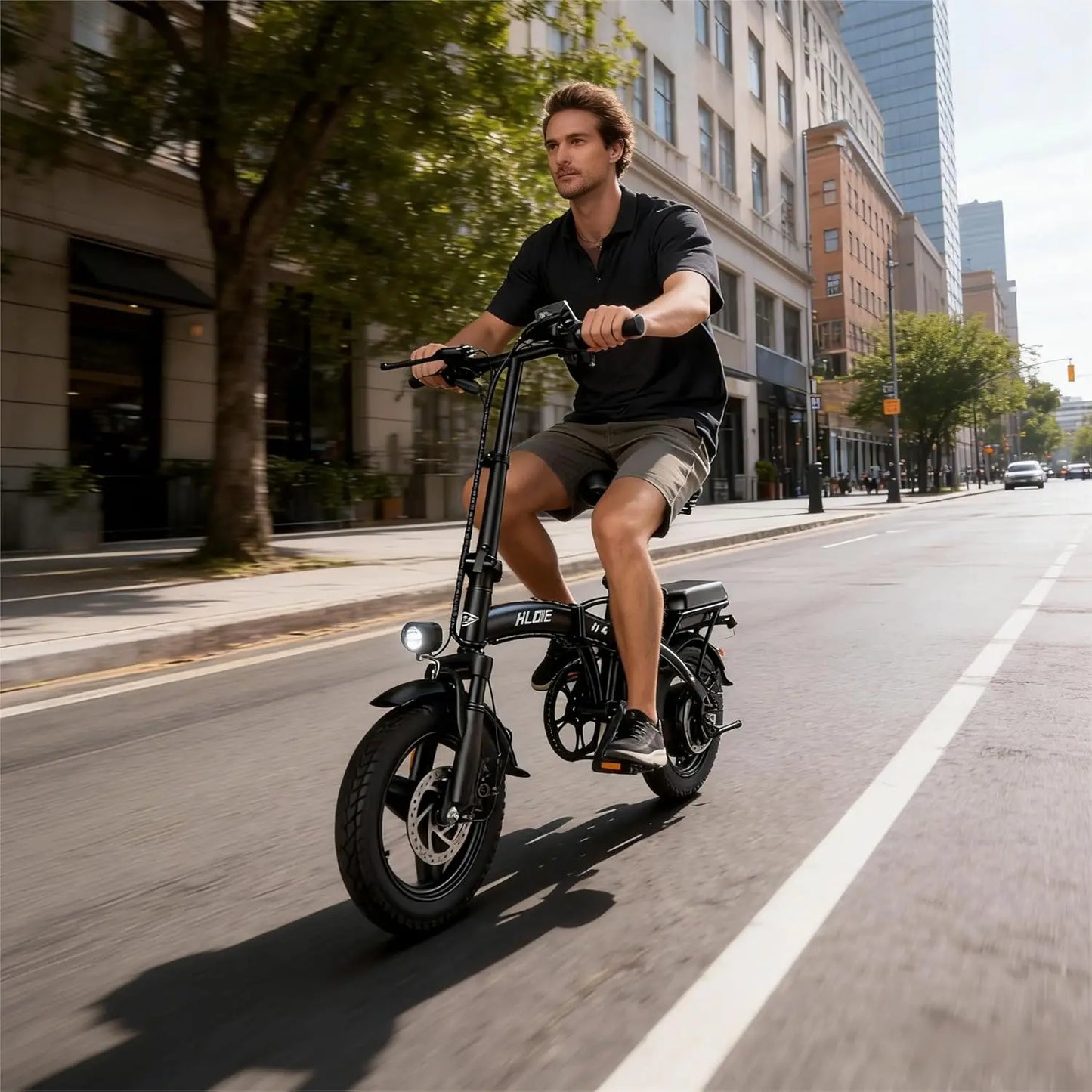 Folding Electric Bike for Adults, 500W Peak Motor, Up to 23 MPH, 14” Foldable Ebike with 48V 12Ah Battery, 35 Miles, Customized