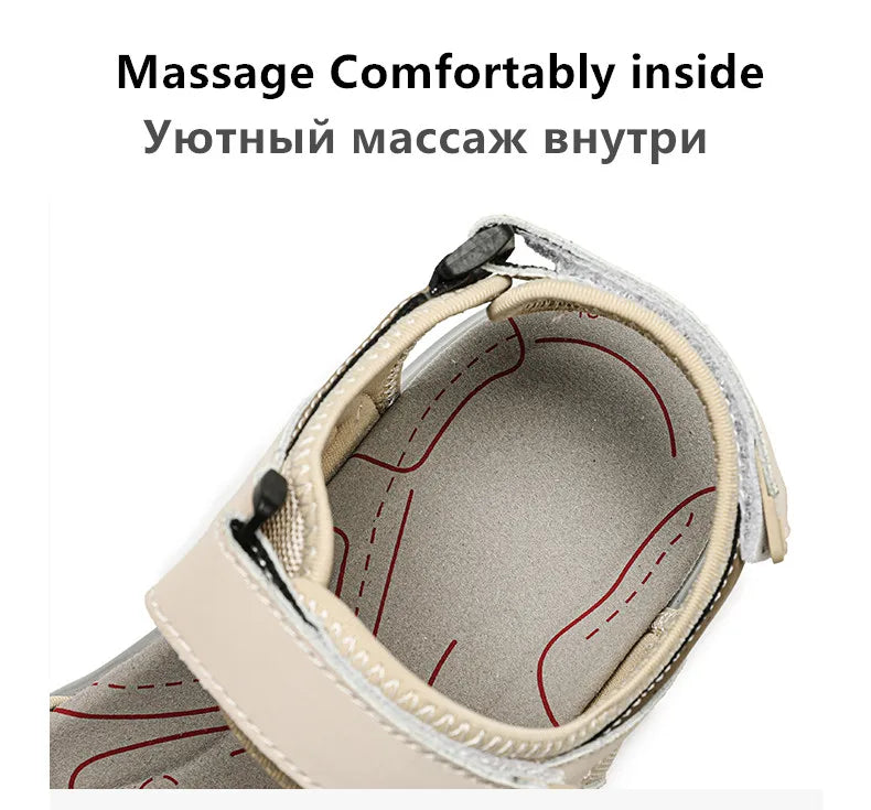 New Summer Leather Women's Sandals Fashion Design Breathable Women Casual Shoes Women Outdoor Beach Flat Sandals Big Size 42