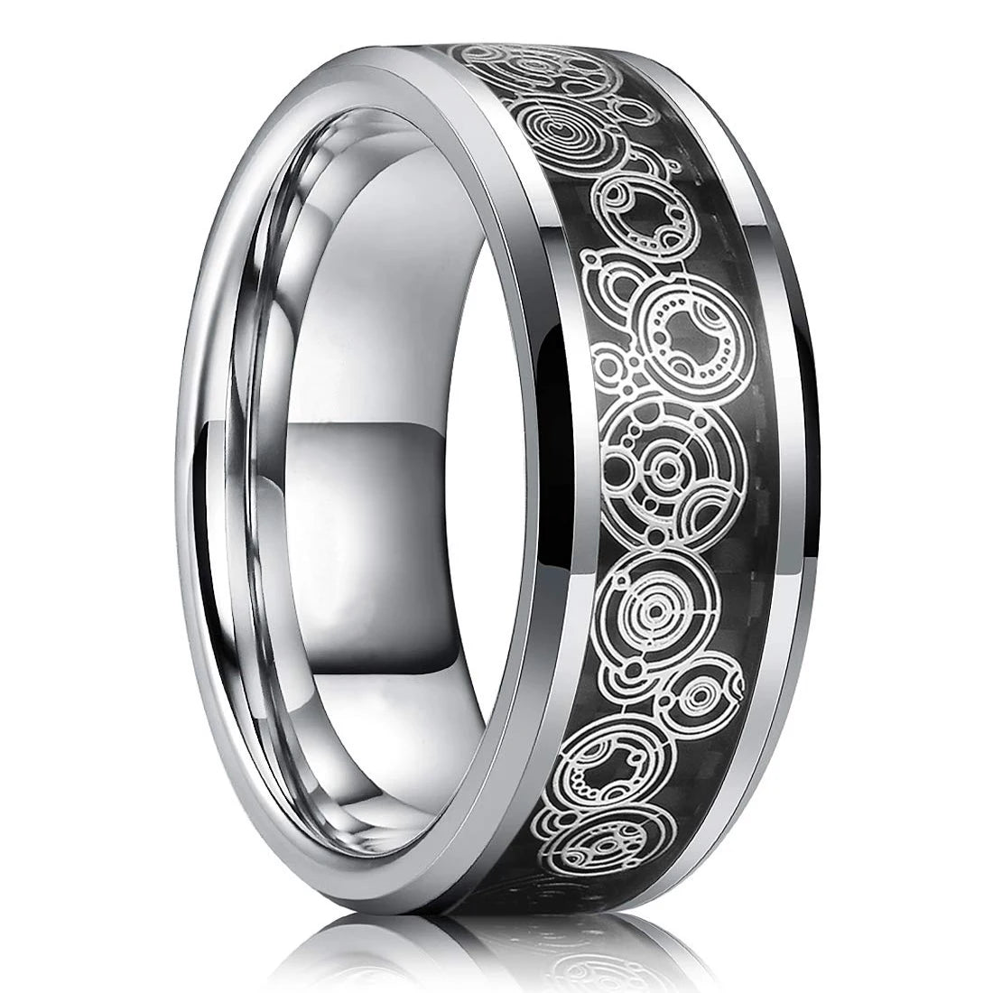 Fashion 8mm Green Color Titanium Stainless Steel Rings for Men Women Black Brushed Men Promise Rings Wedding Party Jewelry Gifts