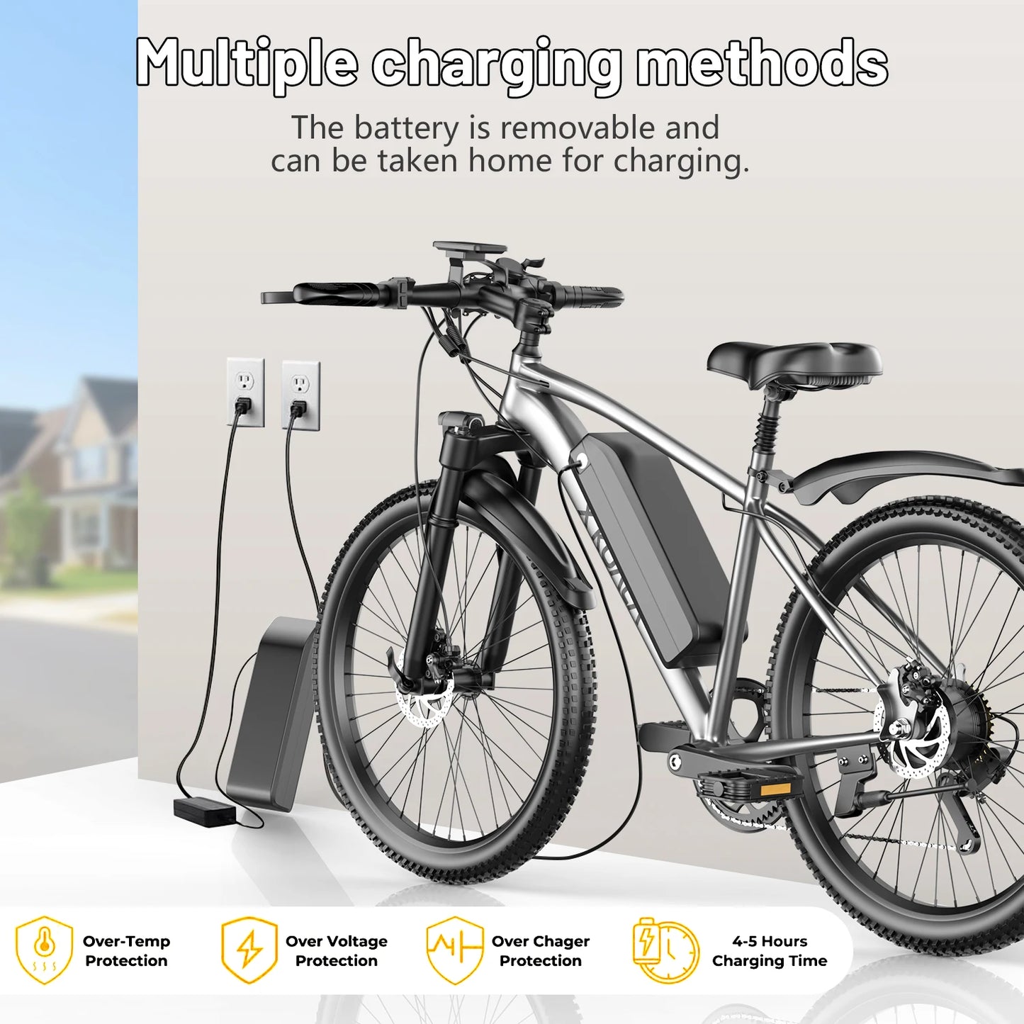 7-Speed E-Bike for Adults, 26" Electric Bicycle 1200W Peak Motor, 55 Miles 25MPH Commuting & Off-Road Electric Mountain Bike,