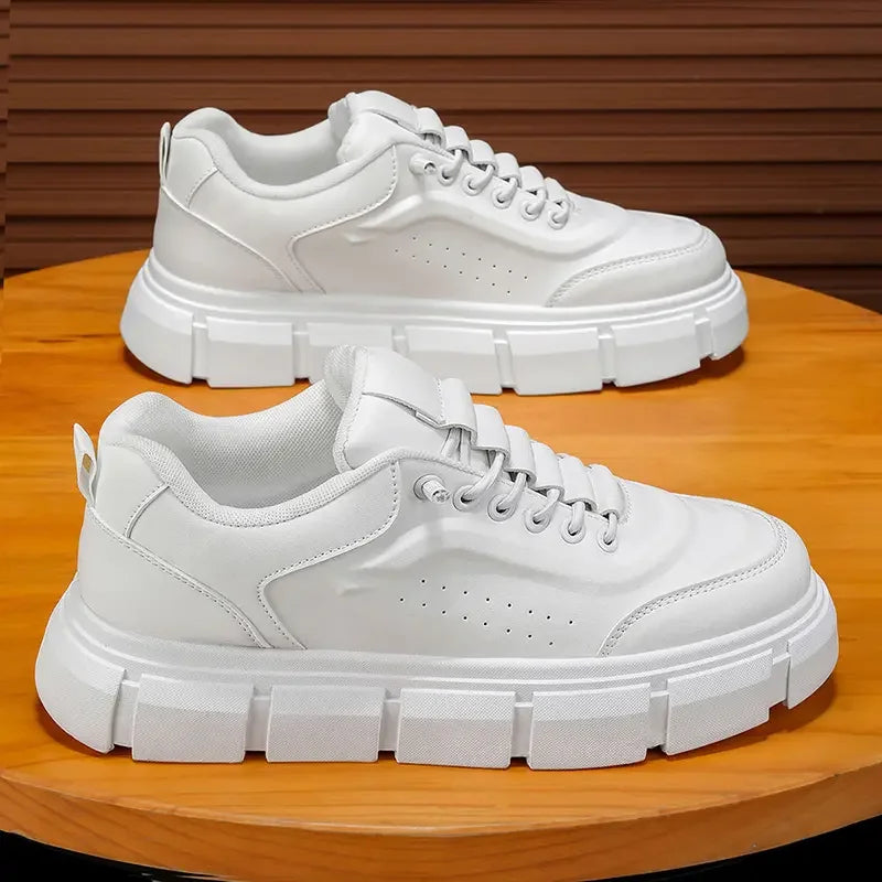 Sneakers Casual Men Designer Easy Matching White Board Shoes Fashion Leather Breathable Height Increased Flat Platform Gym Shoes