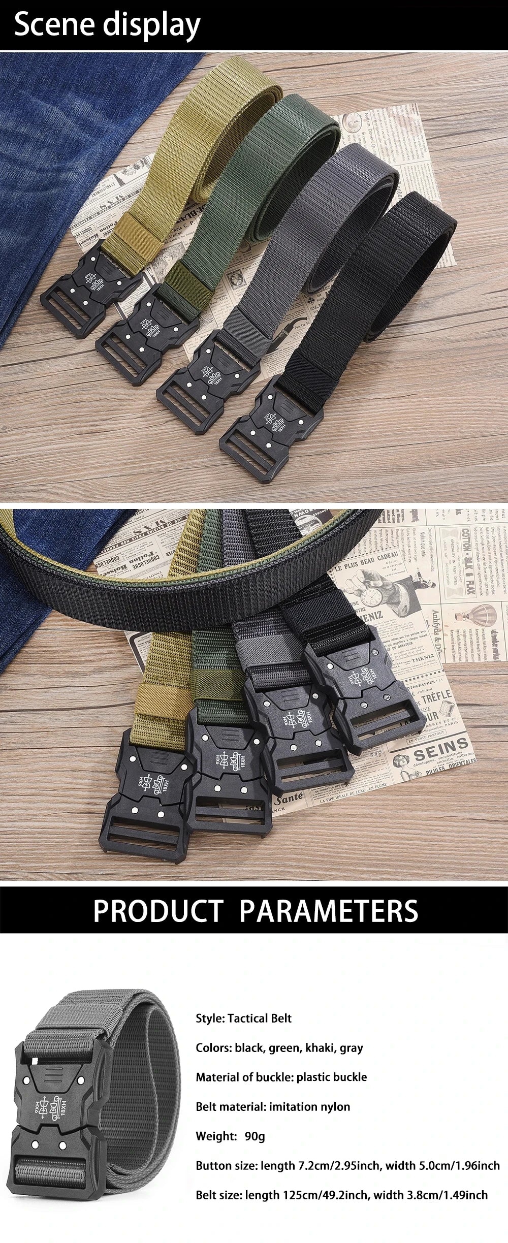 MEN'S Tactical Belts With Automatic Buckle Men's Canvas Belts Premium Pants Belts Sports Belts Nylon Belts
