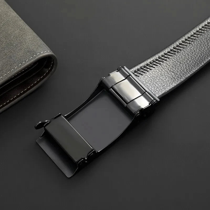 Men's PU Leather Belt Fashion Automatic Buckle Belt Available Belts Leisure Fashion Ratchet Belts for Men Pants Waistband