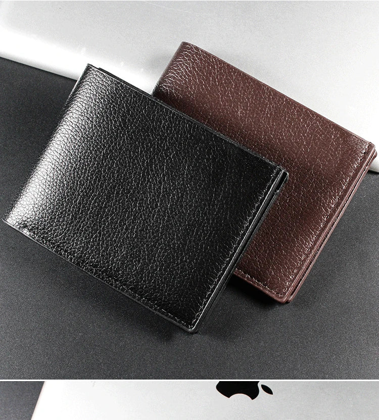 New Men's Wallet Genuine Leather Men Wallets Premium Product Real Cowhide Wallets for Man Short Black Walet Portefeuille Homme