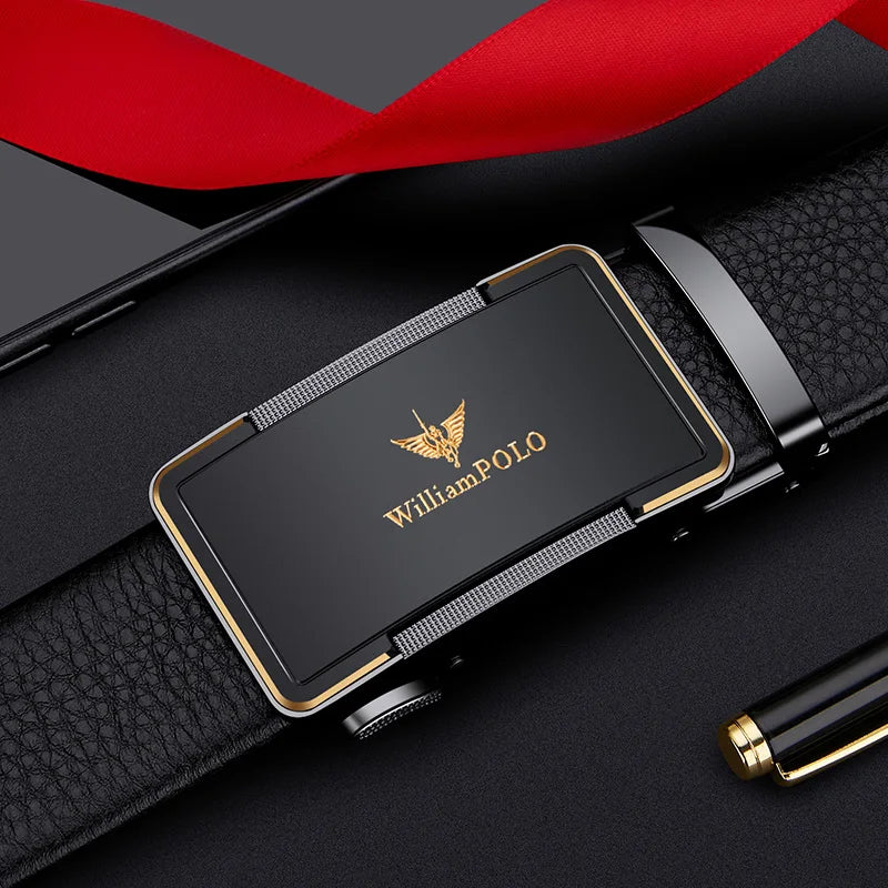 Men's leather belt with automatic buckle, casual pants belt, fashionable high-end belt, business waist belt